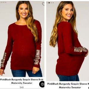 NWT Pinkblush Sequin Sleeve Knit Maternity Sweater